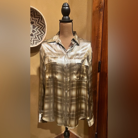 SOLD Ralph Lauren Purple Label Metallic Plaid Button Up Size 10 - Picture 2 of 7